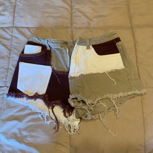 Colorblock Denim Shorts